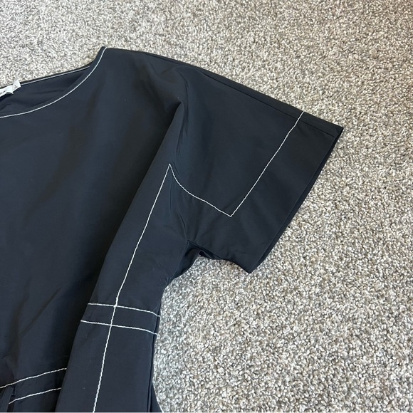 Simkhai Black Cotten Blend Boxy Tee With Contrast Stitch, Size 8 - Picture 6 of 9